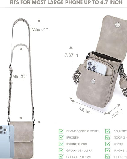 POIUGOYA Small Crossbody Bags for Women Trendy,Leather Triple Compartment Cell Phone Crossbody Wallet Purses with Card Slots