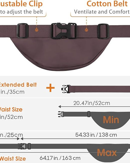 Large Fanny Pack for Women Men - Syican Waist bag with 3-Zipper Pockets, Gifts for Enjoy Sports Traveling Workout Casual Hands-Free crossbody bags Fits MAX 7.9'' iPad & 6.6'' Phone