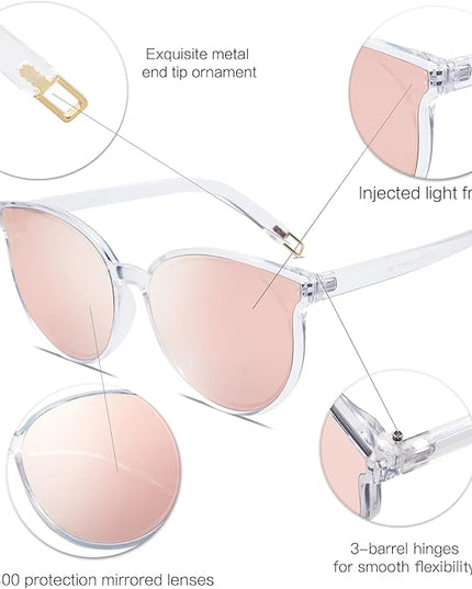 SOJOS Fashion Round Sunglasses for Women Men Oversized Vintage Shades SJ2057
