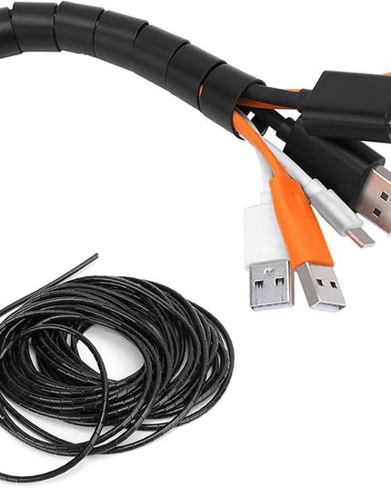 Spiral Cable Wrap - 5.5 Ft 1" Spiral Wire Wrap Cord Covers Bundle Sleeve Hose for Computer Electrical Wire Organizer (1 Inch-5.5Ft, Black)