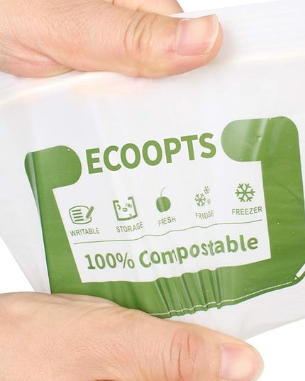 100% Compostable Snack Zip Bag | ECO-Friendly Small Storage Bags | Freezer Bag | Plant-Based BPA-free | Seal well for Cookie, Chips and Snack (2, Small)