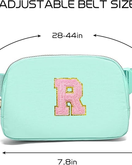Gitus Belt Bag Fanny Pack Crossbody Bags with Initial Letter Patch Cute Stuff Birthday Gifts for Teenager Girls Trendy Preppy Stuff for Teen Girls Cool Stuff for Teens (Mint Green-R)