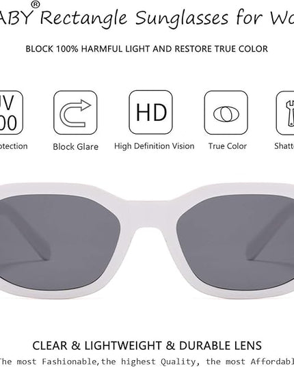 BUTABY Rectangle Sunglasses for Women Retro Driving Glasses 90’s Vintage Fashion Irregular Frame UV400 Protection