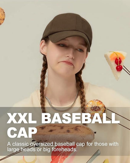 Zylioo XL XXL Oversize Baseball Cap, 100% Cotton Adjustable Dad Hat for Big Heads 23.5"-25.5", Soft Crown Large Size Cap