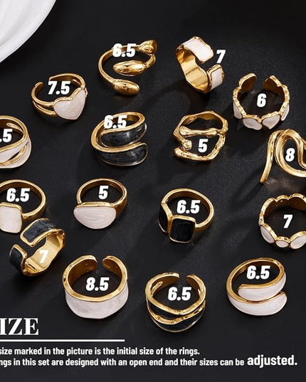 KISS WIFE Goldenen Silvery Black Kunckle Rings Set for Women, Dainty Simple Trendy Cute Stackable Finger Rings Pack, Perfect for Stacking Layering on Thumb and Knuckle, Mixed Size, Jewelry Gift