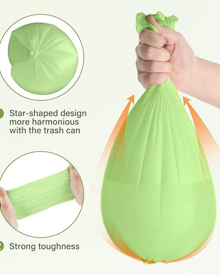 Compostable Trash Bags 2.6 Gallon 100 Counts Compost Small Garbage Bag for Kitchen Bathroom BPI Certified, Green
