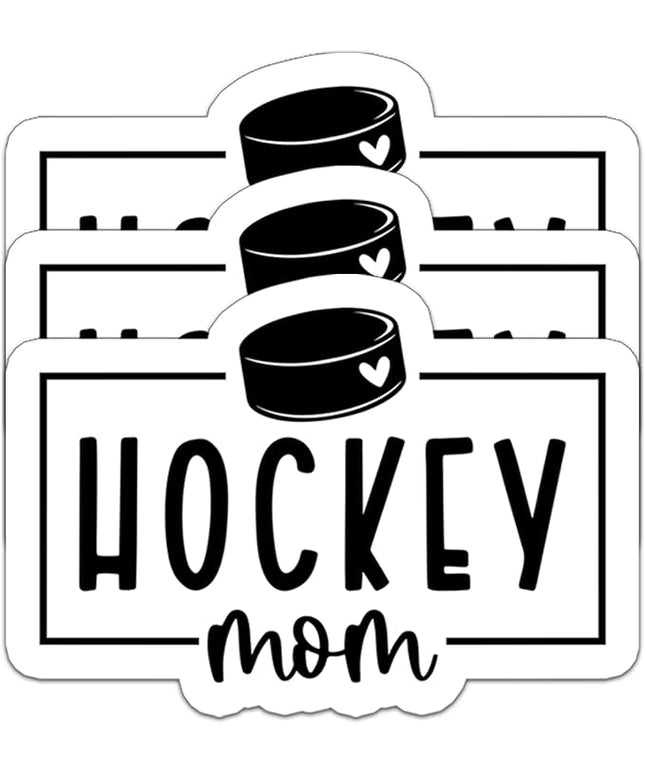 (3PCS) Hockey Mom Stickers – Waterproof Vinyl Decals for Water Bottle, Car, Tumbler, Phone Case, Scrapbook, Laptop– Cute Hockey Mom Gift for Moms, Mamas & Grandmas – Size 3" x 2.1"