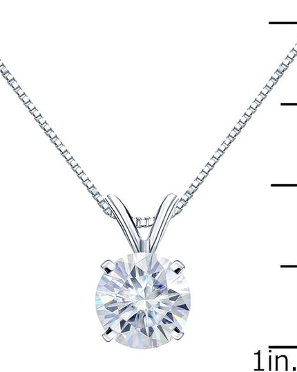 1/2 to 3 1/2 Carat Round Moissanite Solitaire Pendant Necklace in 14k Gold (H-I, cttw) 4-Prong 16 to 18 Inch Adjustable Chain Spring Ring by Diamond Wish