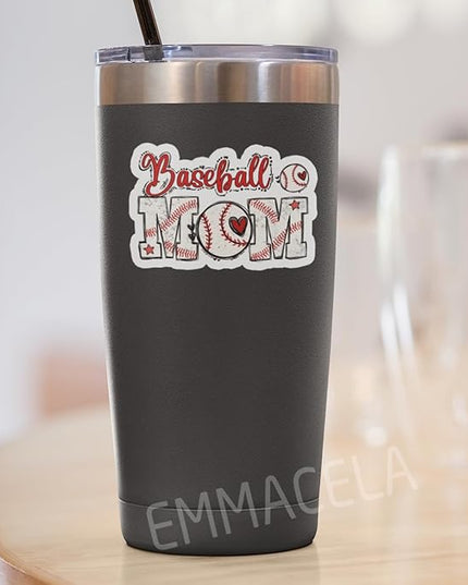 (3PCS) Baseball Mom Sticker, Sport Stickers - Waterproof Vinyl Decal for Laptop, Water Bottle, Tumbler, Scrapbook, Helmet, Gift for Mom Mama Mother's Day Size 3" x 2.9 "