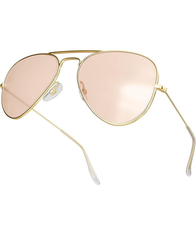 livho Sunglasses for Men Women Aviator Polarized Metal Mirror UV 400 Lens Protection