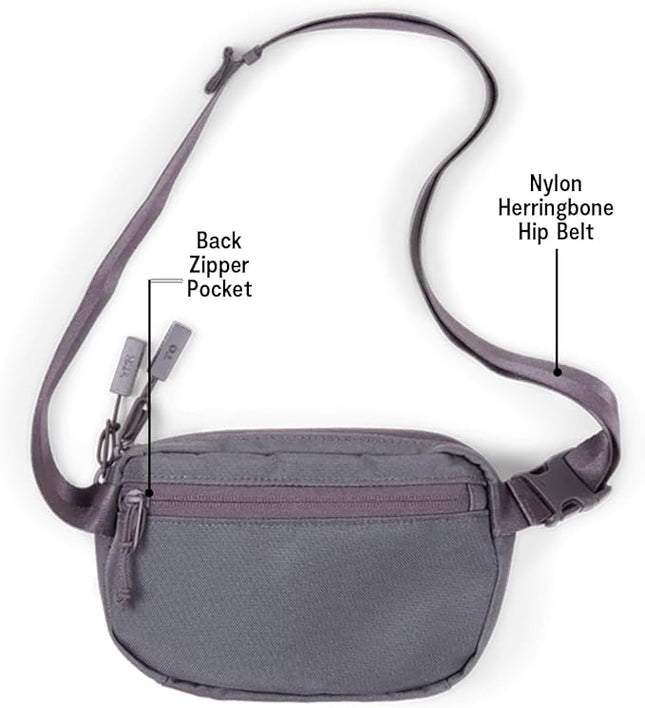 Baboon to the Moon Fanny Pack Mini 1.5L Compact Waist Bag Water Repellent Crossbody Belt Bag Lightweight Travel Everyday Bag for Men Women, Grey