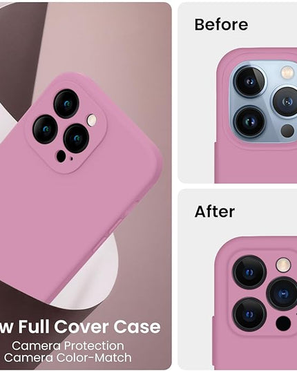 FireNova Designed for iPhone 13 Pro Case, Silicone Upgraded [Camera Protection] Phone Case with [2 Screen Protectors], Soft Anti-Scratch Microfiber Lining Inside, 6.1 inch, Lilac Purple