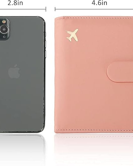 Melsbrinna Rfid Passport Holder for Travel women/Men, Cute Passport Wallet Rfid Blocking Card Slots, Rfid Passport Cover/CaseTravel Wallet, Passport Book Holder (2, Black pink)