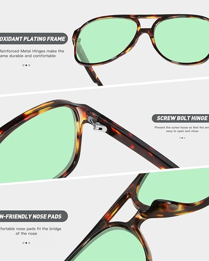 YDAOWKN Retro Aviator Sunglasses for Women Mens Large Frame Classic Vintage 70s Sun Glasses Aviators