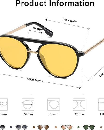 SOJOS Retro Aviator Polarized Sunglasses for Women Men Double Bridge Ladies Shades
