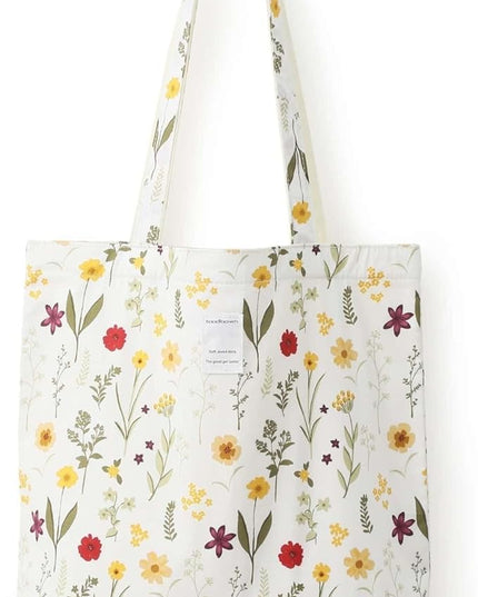 Floral Cotton Canvas Tote Bag for Women: 14x15 Inches Reusable Grocery Bag for Work, School, Travel, Gym