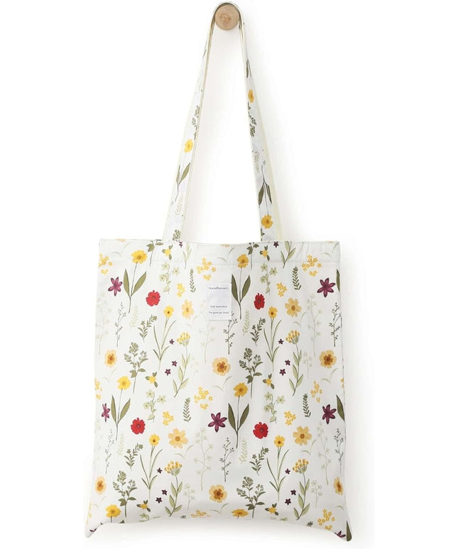 Floral Cotton Canvas Tote Bag for Women: 14x15 Inches Reusable Grocery Bag for Work, School, Travel, Gym