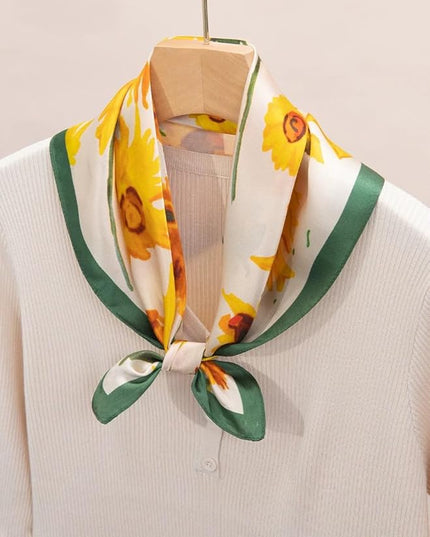 ANDANTINO 100% Real Mulberry Silk Scarf -21'' x 21''- Lightweight Neckerchief –Women Men Small Square Digital Printed Scarves