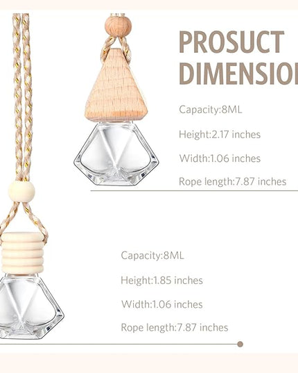 BBTO 100 Pcs Car Air Fresheners Diffuser with Wooden Cap Empty Aromatherapy Diffuser Clear Car Fragrance Holder Pendant Hanging Perfume Fresheners Bottles for Car Decor (Clear Diamond)