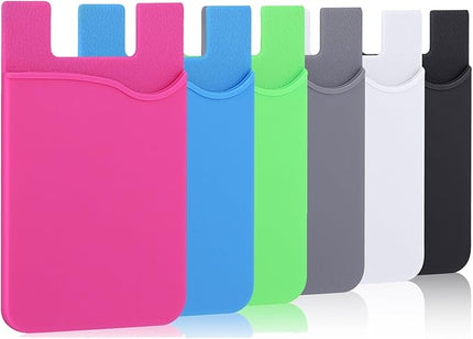 Adhesive Phone Wallet, 6 Pack Silicone Phone Wallet Stick on, Sticky Credit Card Holder for Phone Case, Adhesive Credit Card Holder for iPhone 16 15 14 13 12 Pro Max,iPad,Samsung Galaxy,LG,Tablet