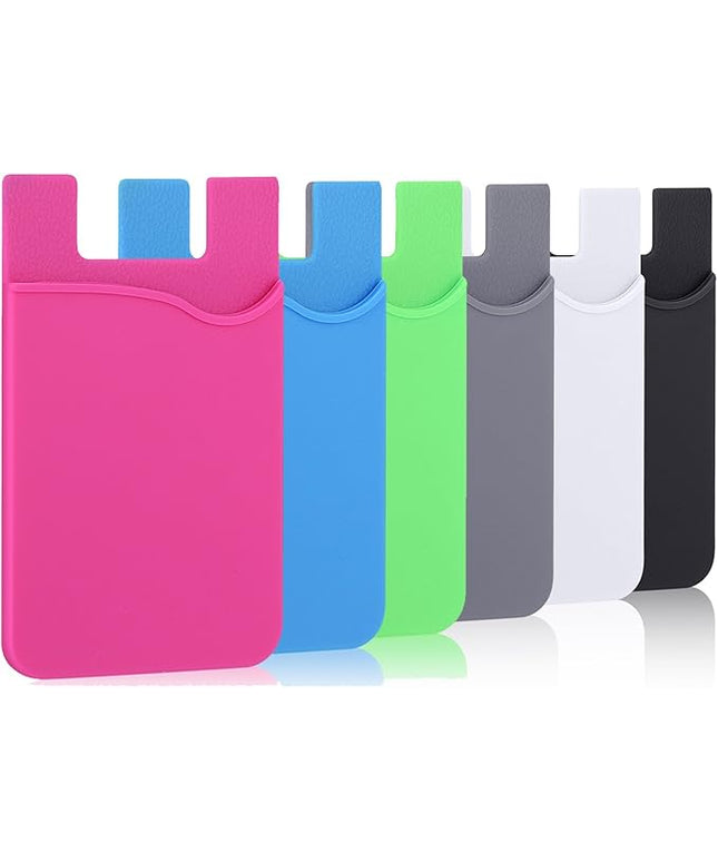 Adhesive Phone Wallet, 6 Pack Silicone Phone Wallet Stick on, Sticky Credit Card Holder for Phone Case, Adhesive Credit Card Holder for iPhone 16 15 14 13 12 Pro Max,iPad,Samsung Galaxy,LG,Tablet