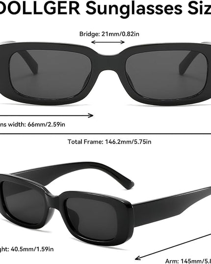 Dollger Rectangle Sunglasses for Women Men Trendy Retro Fashion Sunglasses UV 400 Protection Square Fram