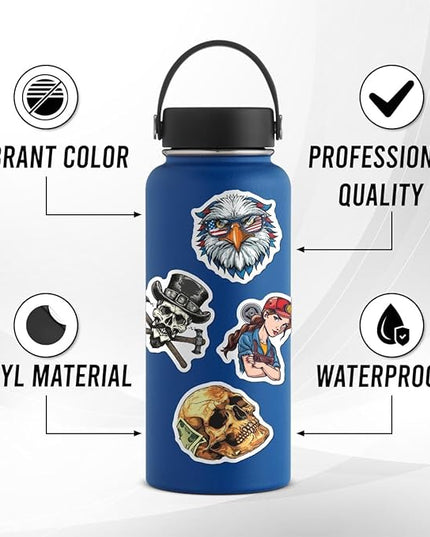 Pack 50 Pcs Hard Hat Stickers for Water Bottles Funny Laptop Luggage Computer Scrapbooking Kids Teens Girls Boys Adults Men Women Waterproof Aesthetic Sticker Small Vinyl Decals