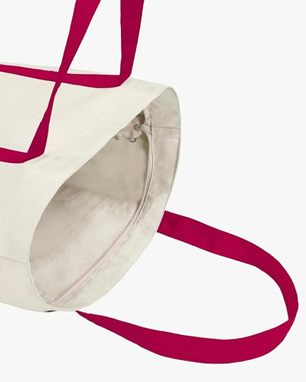 Eco Right Canvas Tote Bag for Women with Zip & Inner Pocket, 100% Organic Cotton Tote Bags for Men, Shopping, Beach