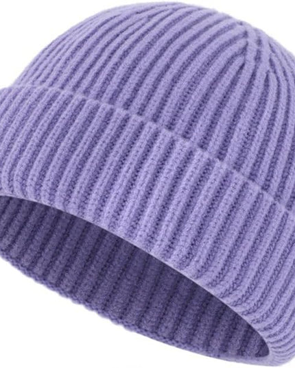 Stylish Wool Knit Short Cuff Fisherman Beanie for Men and Women Unisex Warm Winter Hat