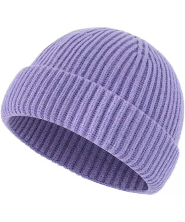 Stylish Wool Knit Short Cuff Fisherman Beanie for Men and Women Unisex Warm Winter Hat