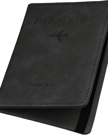 ILIYAH-Passport Cover-Passport Holder Travel Wallet-RFID Blocking Passport Case Travel Accessories Card Holder Wallet Unisex Travel Gifts(Black)