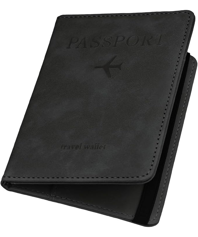 ILIYAH-Passport Cover-Passport Holder Travel Wallet-RFID Blocking Passport Case Travel Accessories Card Holder Wallet Unisex Travel Gifts(Black)