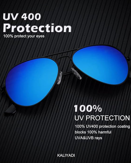KALIYADI Classic Aviator Sunglasses for Men Women Driving Sun glasses Polarized Lens UV Blocking