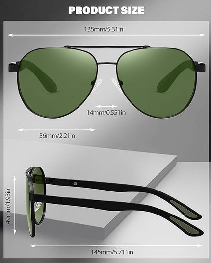 Joopin Polarized Metal Aviation Sunglasses Men, Classic Military Sun Glasses Women, Rectangle Shades UV400 Protection Costume
