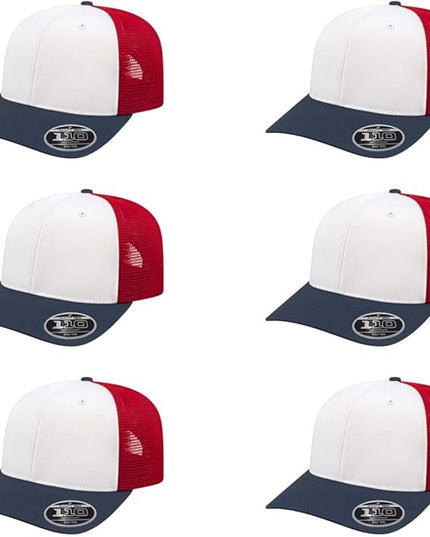 Cap America i8502 Flexfit 110 Premium Mid Profile 6-Panel Mesh Back Trucker Cap Hat w/UV Guard & Adjustable Snapback