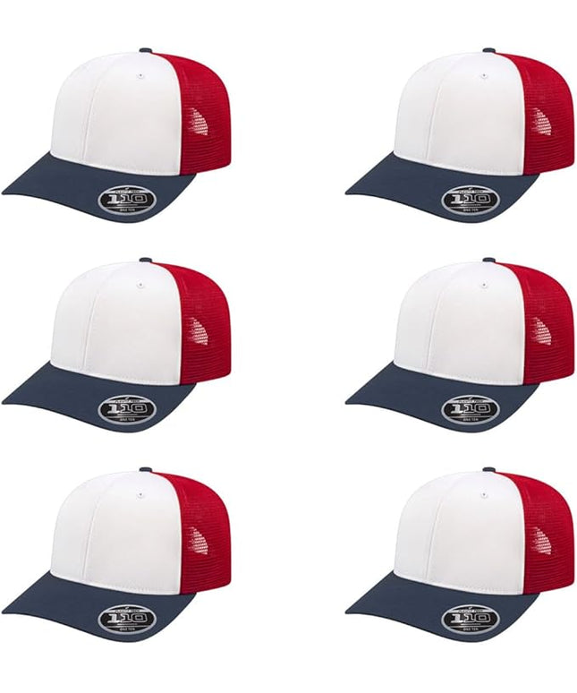 Cap America i8502 Flexfit 110 Premium Mid Profile 6-Panel Mesh Back Trucker Cap Hat w/UV Guard & Adjustable Snapback