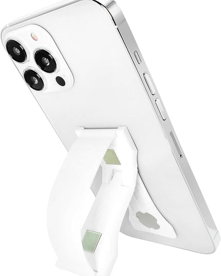 LOVEHANDLE PRO Premium Phone Grip - Silicone Phone Strap - Magnetic Phone Mount and Kickstand for Smartphone and Tablet - White Silicone on White Base