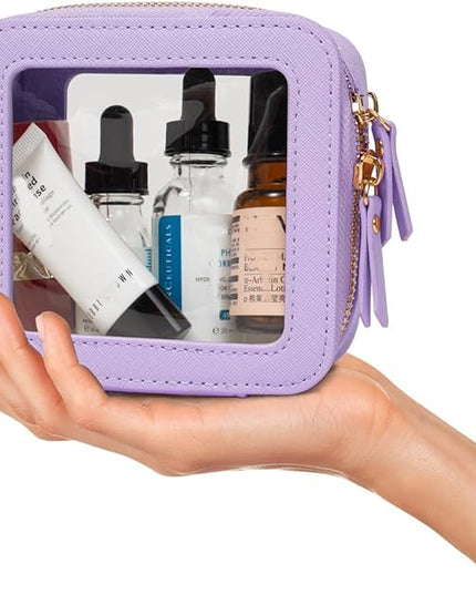Travel Clear Makeup Bag Set, TSA Approved Cosmetic Bag Case with Zipper Portable Makeup Pouch Toiletry Bag Traveling Cosmetic Organizer Storage Bag Car Organizer Car Essentials