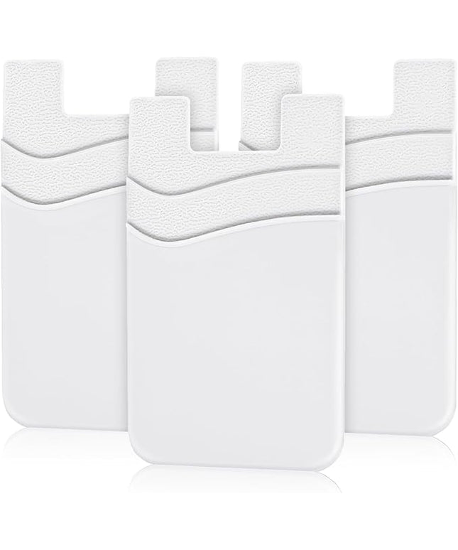 SHANSHUI Phone Wallet, Strong Adhesive Silicone Wallet Sleeve Pocket ID Credit Card Holder Stick on Fit for iPhone & All Smartphones White