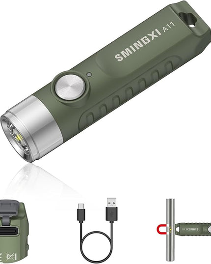 A11 Rechargeable Keychain Flashlight -Pocket Mini Flashlight,Key-Chain 500 High Lumens,EDC Flashlights,Waterproof Small Lightweight for Everyday Carry, Camping, Hiking, Emergency