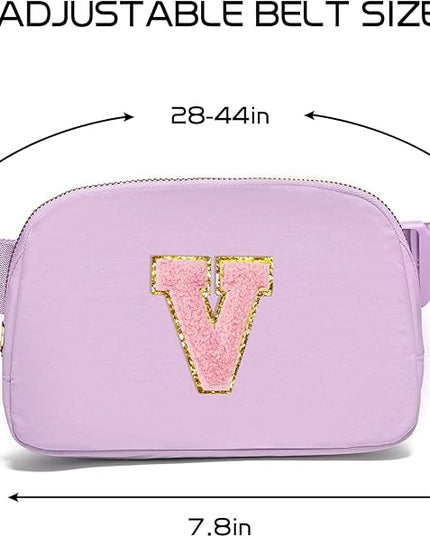 Gitus Initial Belt Bag Fanny Pack Crossbody Bag for Girls Birthday Gifts Age 8-10 Teen Girl Gifts Trend Stuff Personalized Letter Gifts for Daughter Sister (Lavender-V)