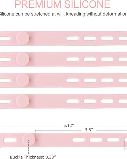 Donruby 24Pcs Silicone Cable Ties - Reusable & Washable with Locking Buckles, Adjustable Fastening Cable Management Straps, Multi-Purpose High Elasticity Cord Organizer (Pink)