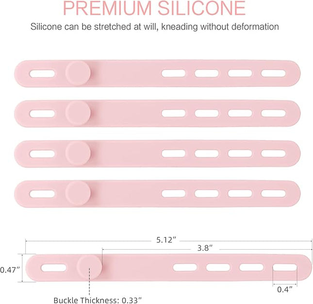 Donruby 24Pcs Silicone Cable Ties - Reusable & Washable with Locking Buckles, Adjustable Fastening Cable Management Straps, Multi-Purpose High Elasticity Cord Organizer (Pink)