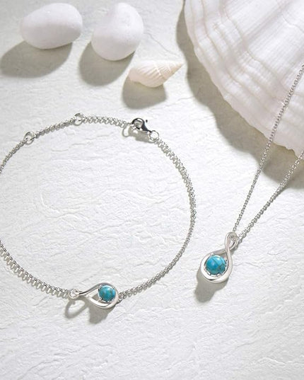 FANCIME Love Bracelet 925 Sterling Silver Infinity Birthstone Bracelets for Women Fine Jewelry Birthday Christmas Gifts for Her Mom Wife, Chain Length 6.7"+1.2" Extend