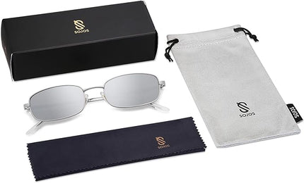 SOJOS Small Trendy Rectangle Sunglasses Womens Mens, Retro 80s 90s Y2k Chic Narrow Thin Skinny Sunnies SJ1187