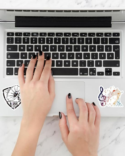 Retro Music Note Vinyl Stickers, 50 PCS Waterproof Graphic Symbol Decals for Laptops, Scrapbooking, Journals, Notebooks, Water Bottles, Suitcases, Phones & DIY Decor