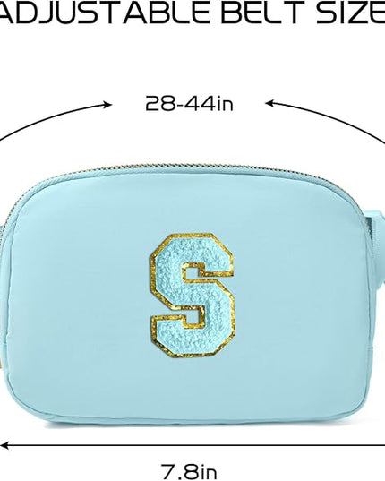 Gitus Gifts for 8 9 10 11 12 Year Old Girls Belt Bag Fanny Pack Crossbody Bags with Initial Letter Patch Cute Stuff Birthday Gifts for Teen Girls Women Personalized Trend Stuff (Icing Blue-S)