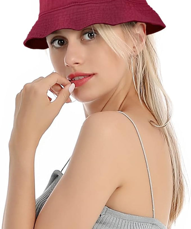 Falari Men Women Unisex Cotton Bucket Hat 100% Cotton Packable for Travel Fishing Hunting Summer Camp