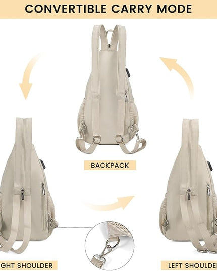LOVEVOOK Sling Bag for Women Casual Daypack Nylon Crossbody Sling Backpack Travel Shoulder Bag Hiking Daypack