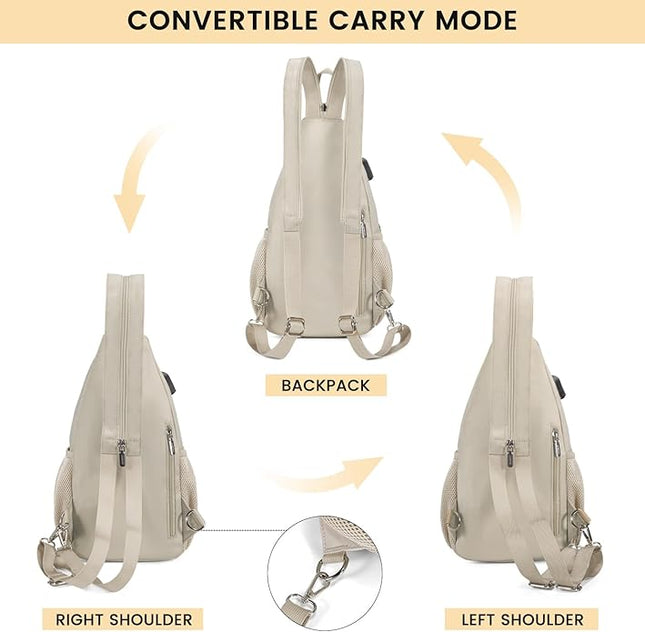 LOVEVOOK Sling Bag for Women Casual Daypack Nylon Crossbody Sling Backpack Travel Shoulder Bag Hiking Daypack